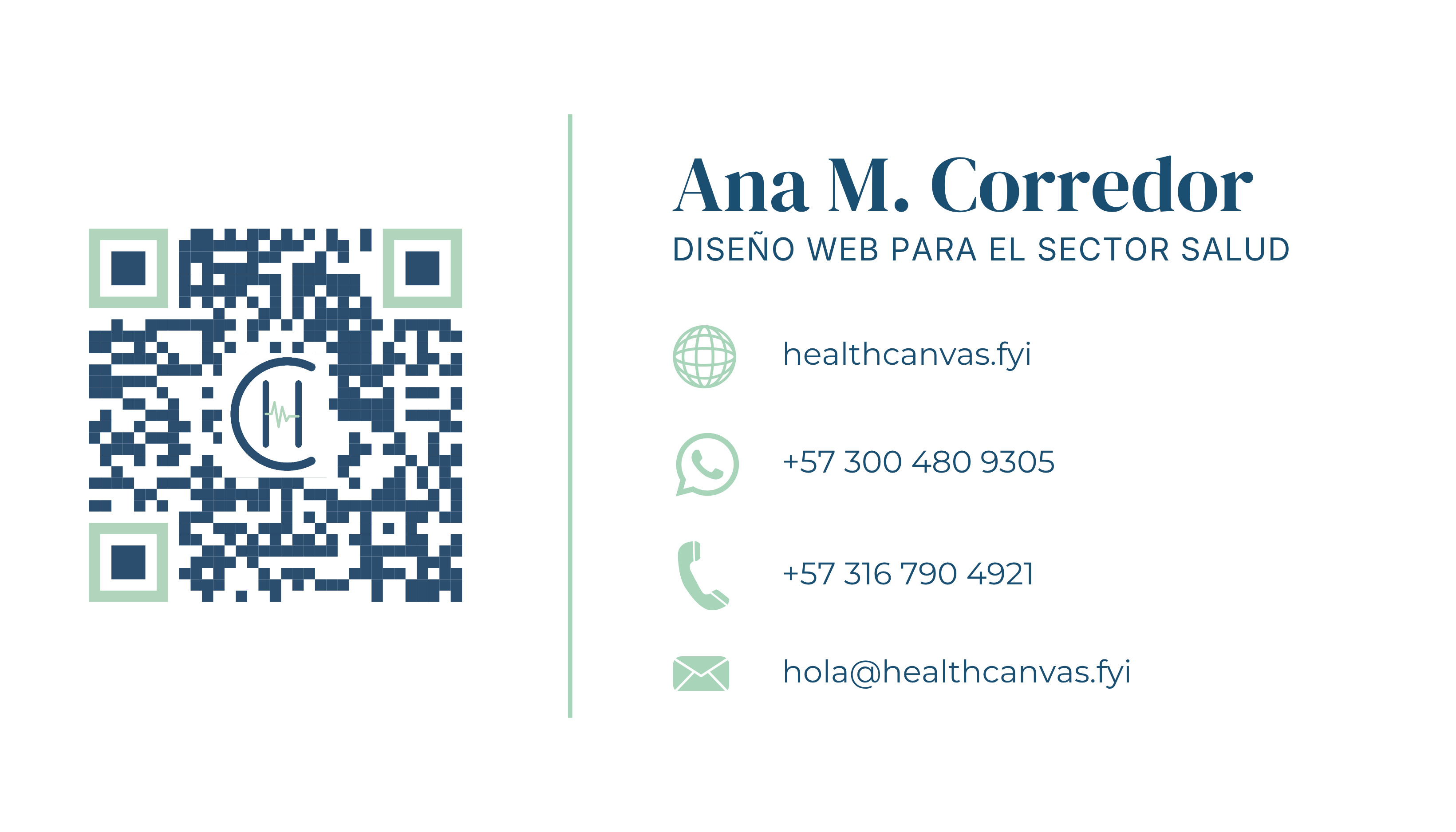 Tarjeta HealthCanvas - Reverso