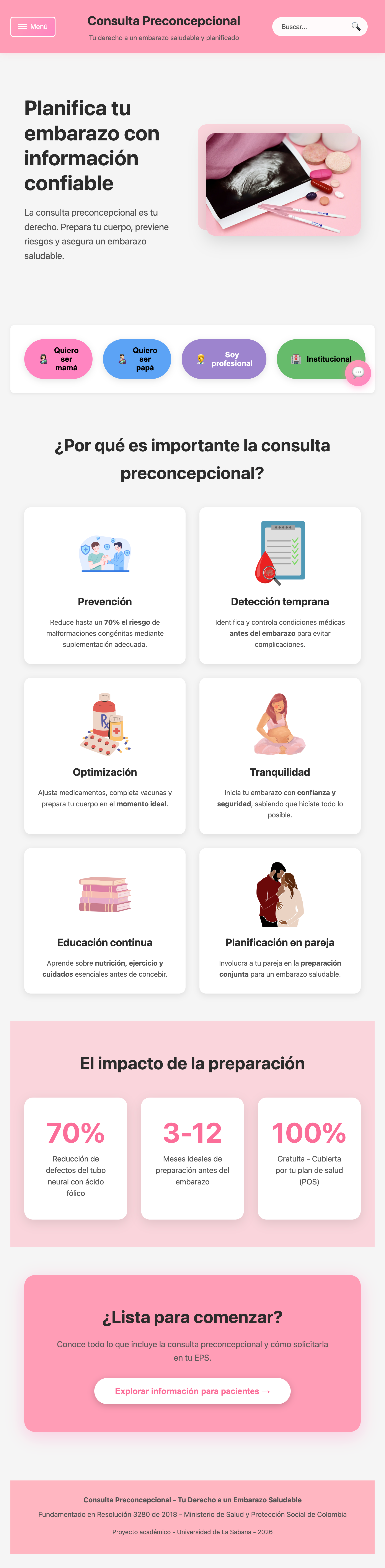 Plataforma de consulta preconcepcional